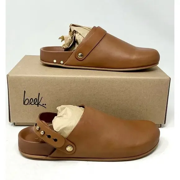 Beek Brant Leather Tan Brown Mules Clogs NIB - Picture 10 of 11